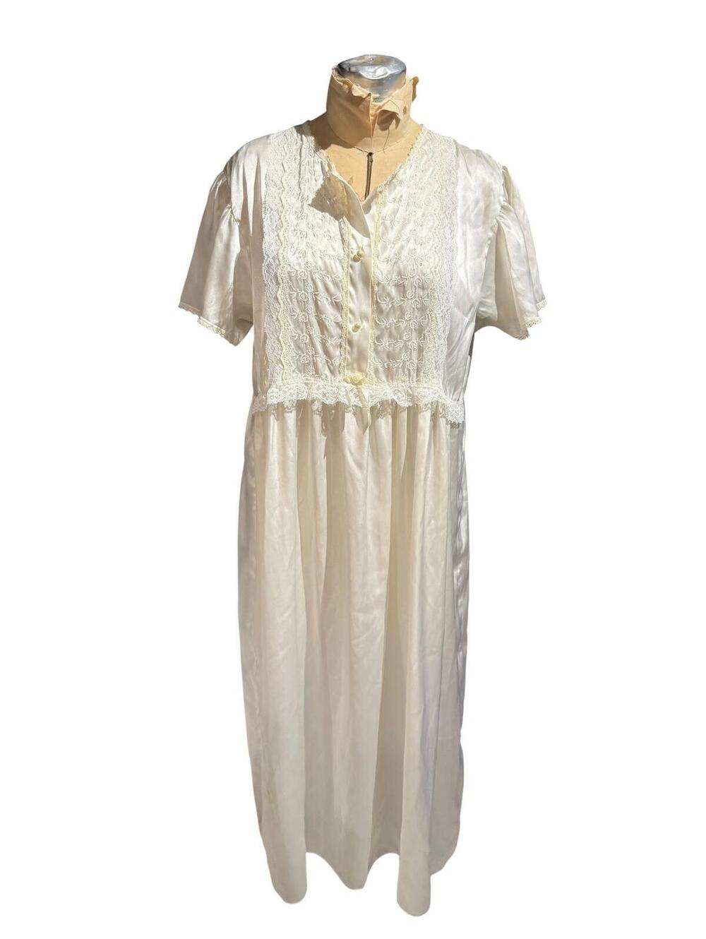 Lily of France Vintage Ivory Satin Nightgown
